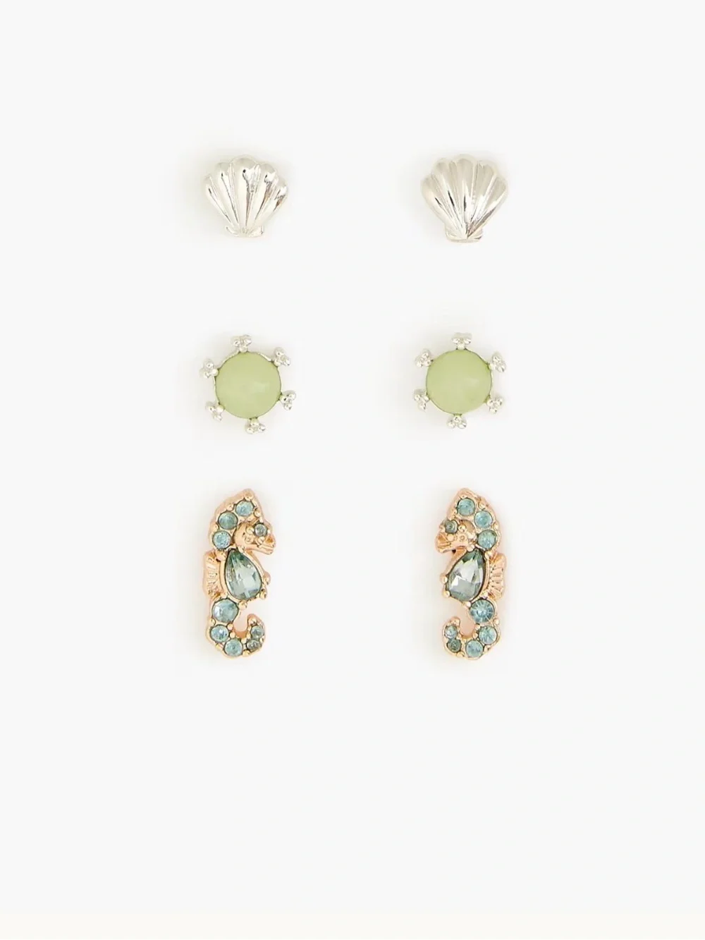 NWT Crew cut Girls' sea critter stud earrings pack-of-three